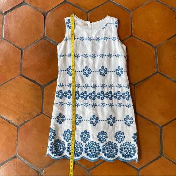 SARTORIA SARACENA MADE IN ITALY Floral Eyelet Linen Women's Shift Dress Medium - Picture 5 of 7